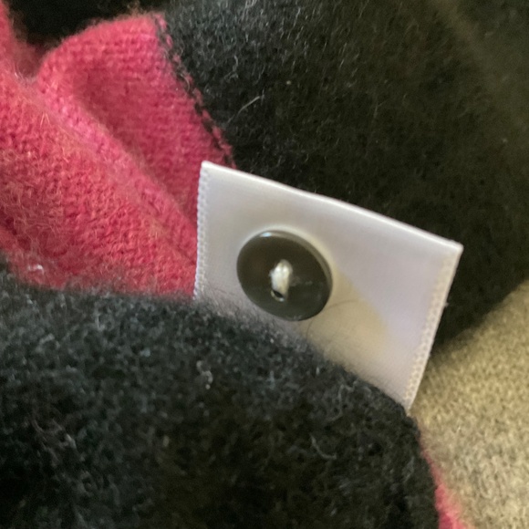 Charter club cashmere 2-ply color blocked cardigan sweater pink/grey w/ flaw - Picture 6 of 12